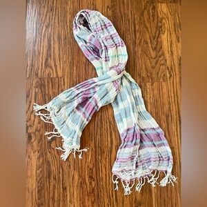 CASLON LIGHTWEIGHT STRIPED SCARF IN LAVENDER AND AQUA
